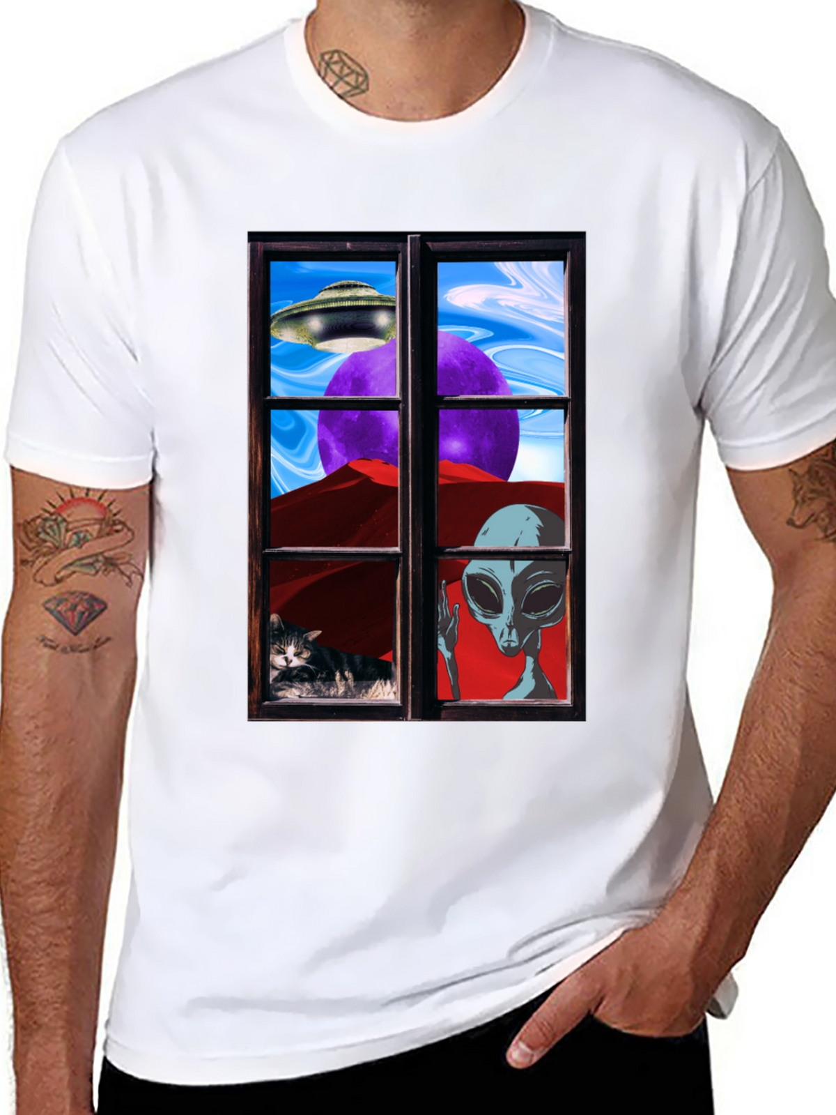 Alien Window View Graphic Tee