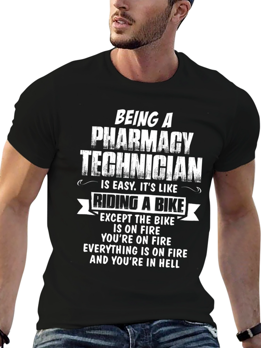 Funny Pharmacy Technician T-Shirt - Hellish Bike Ride