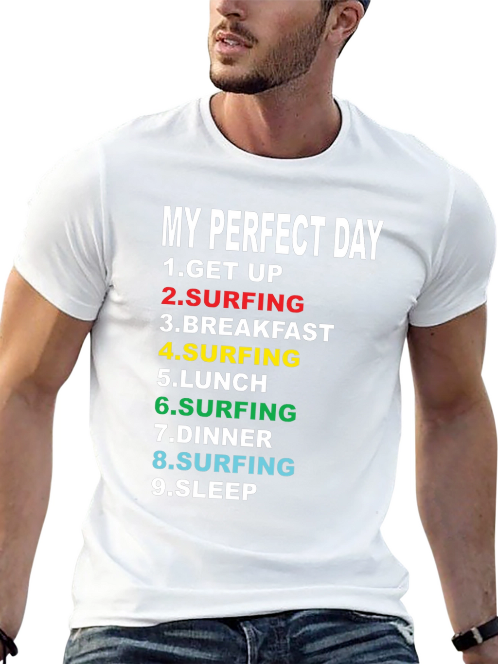 My Perfect Day Surfing T-Shirt - Black Cotton Tee