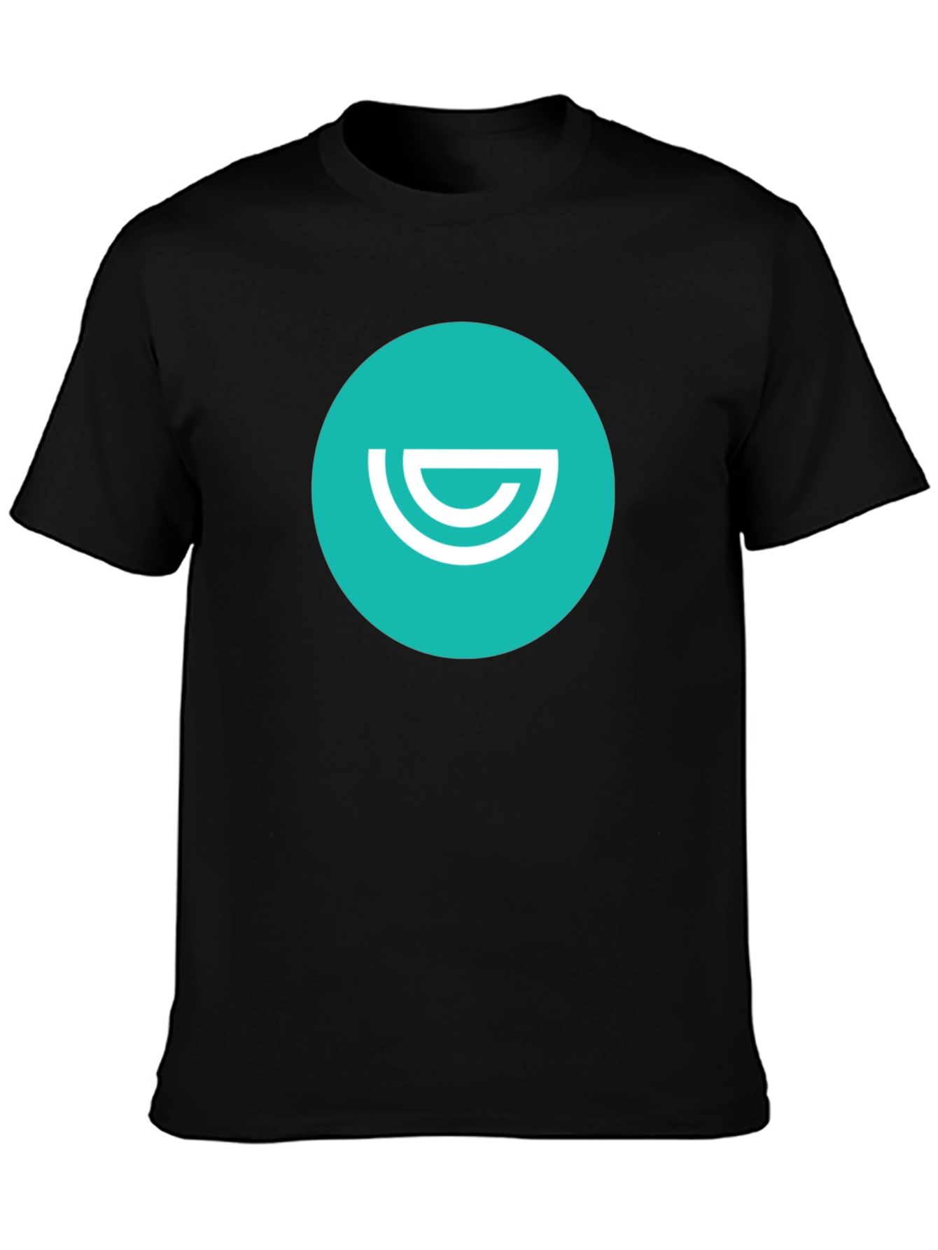 Minimalist Black T-Shirt - Teal and White Logo