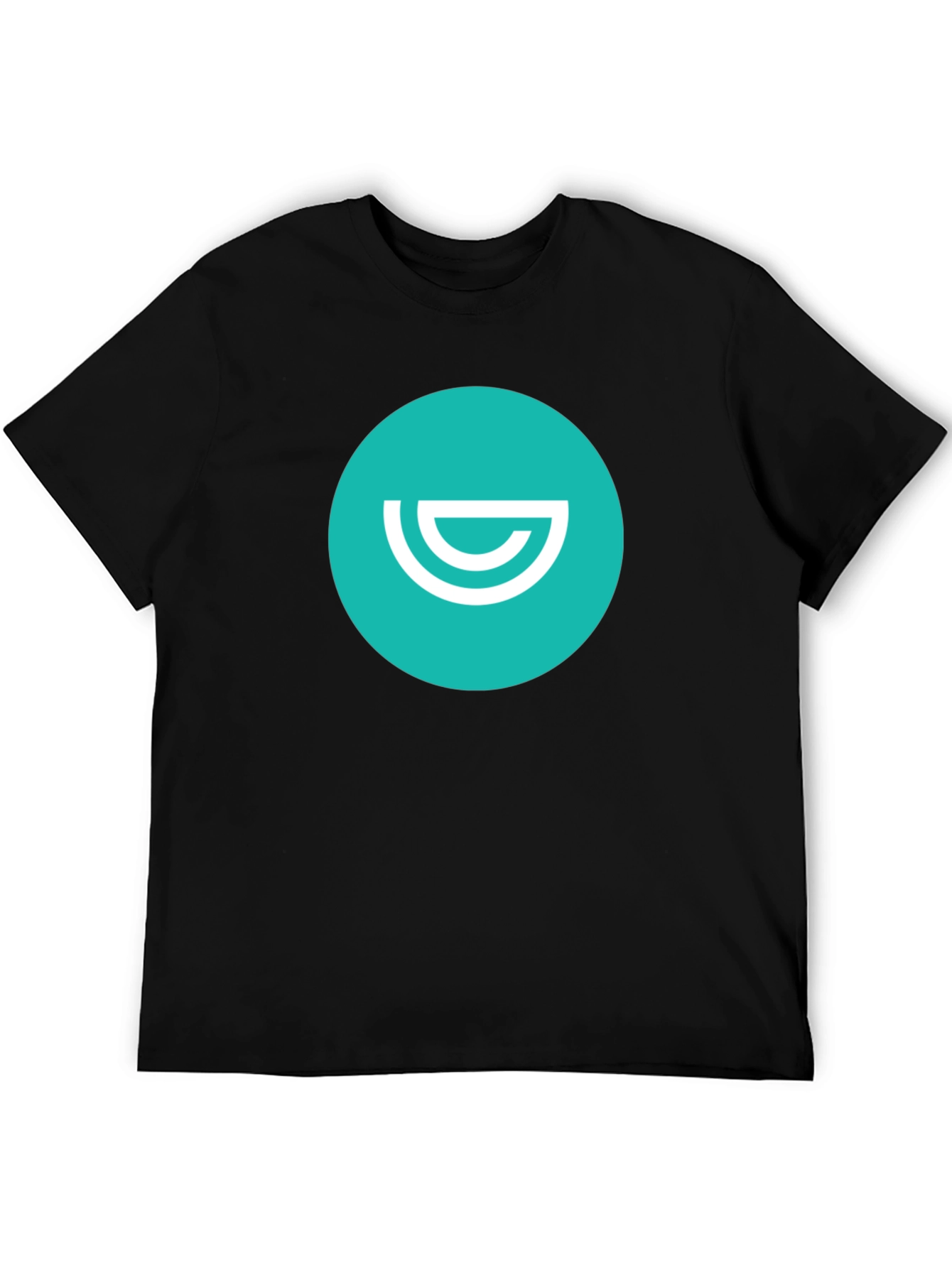 Minimalist Black T-Shirt - Teal and White Logo