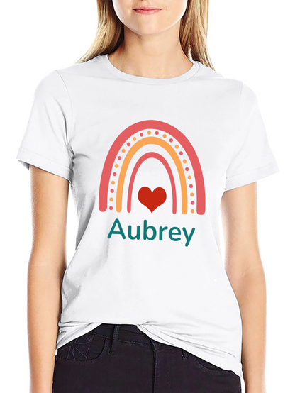 Aubrey Rainbow Heart Personalized Tee