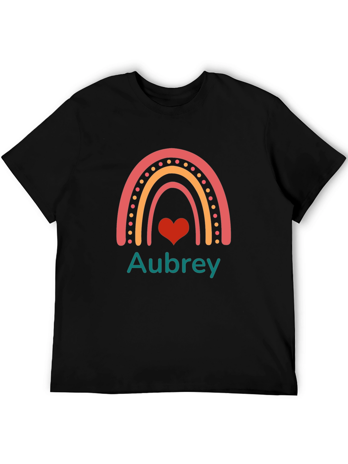 Aubrey Rainbow Heart Personalized Tee