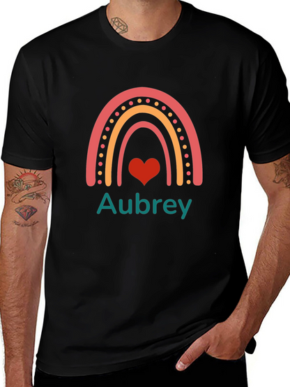 Aubrey Rainbow Heart Personalized Tee
