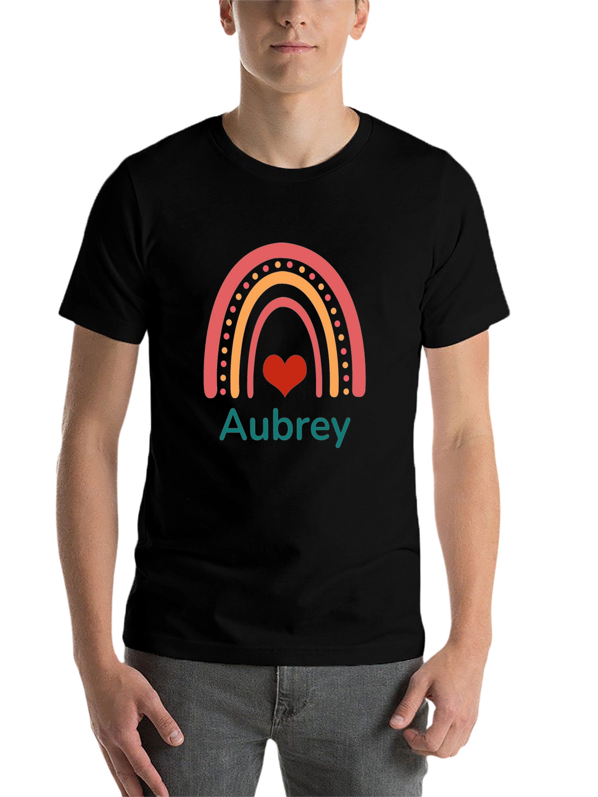 Aubrey Rainbow Heart Personalized Tee
