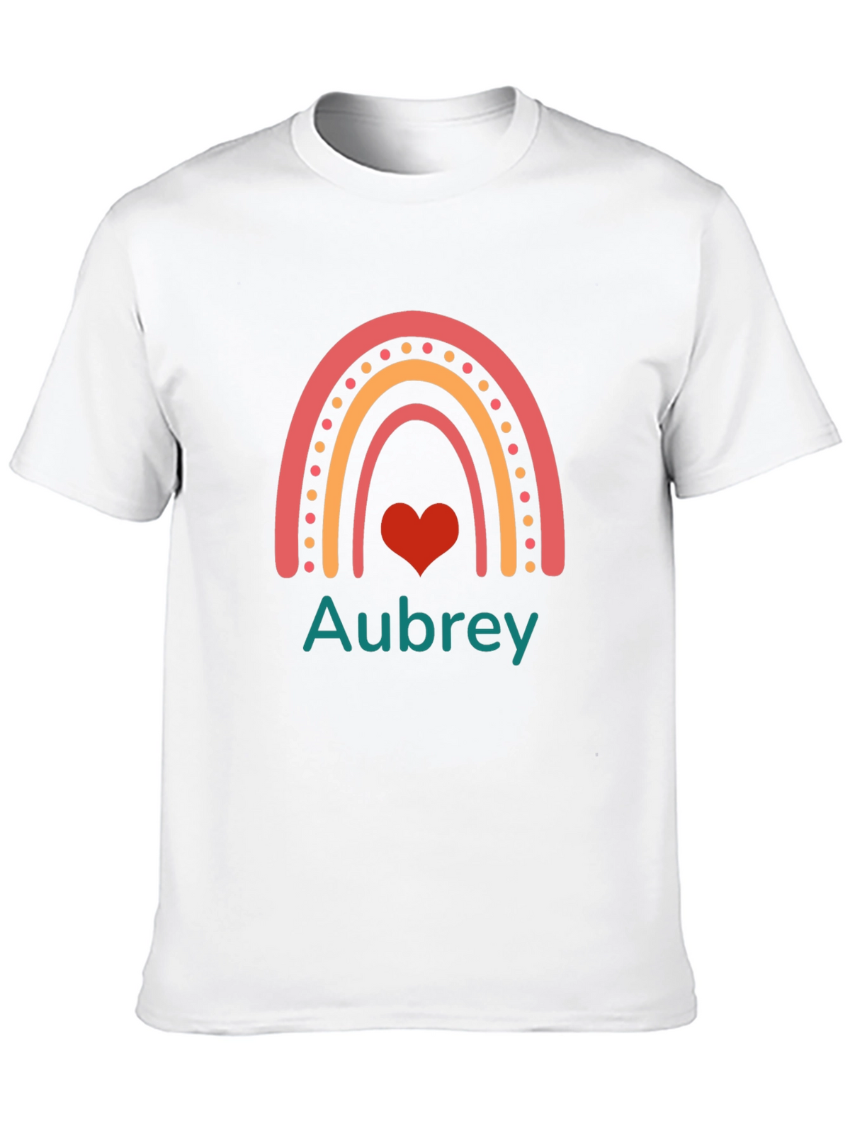 Aubrey Rainbow Heart Personalized Tee