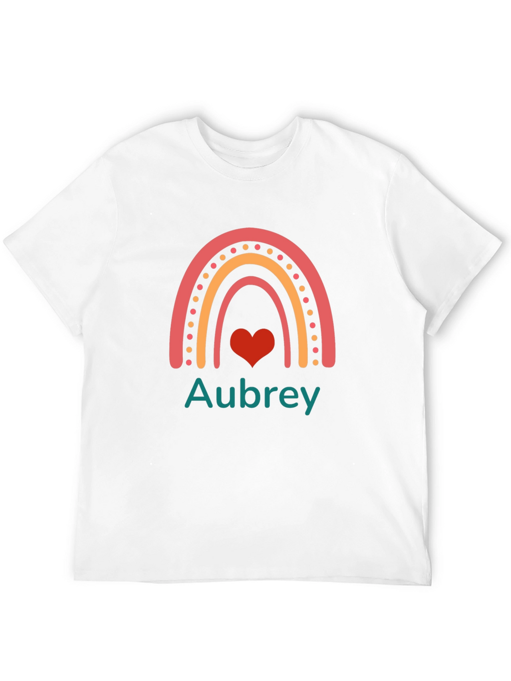 Aubrey Rainbow Heart Personalized Tee