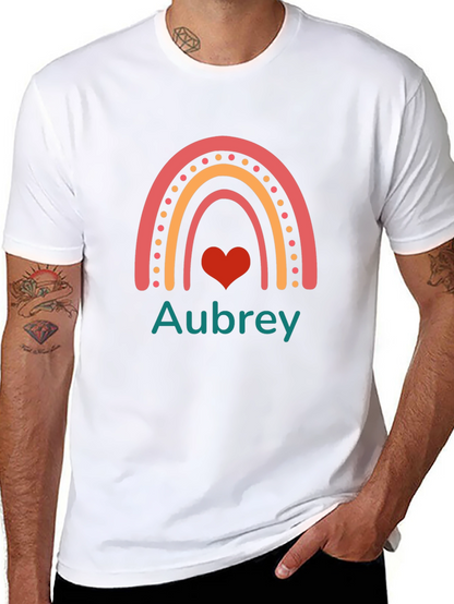 Aubrey Rainbow Heart Personalized Tee
