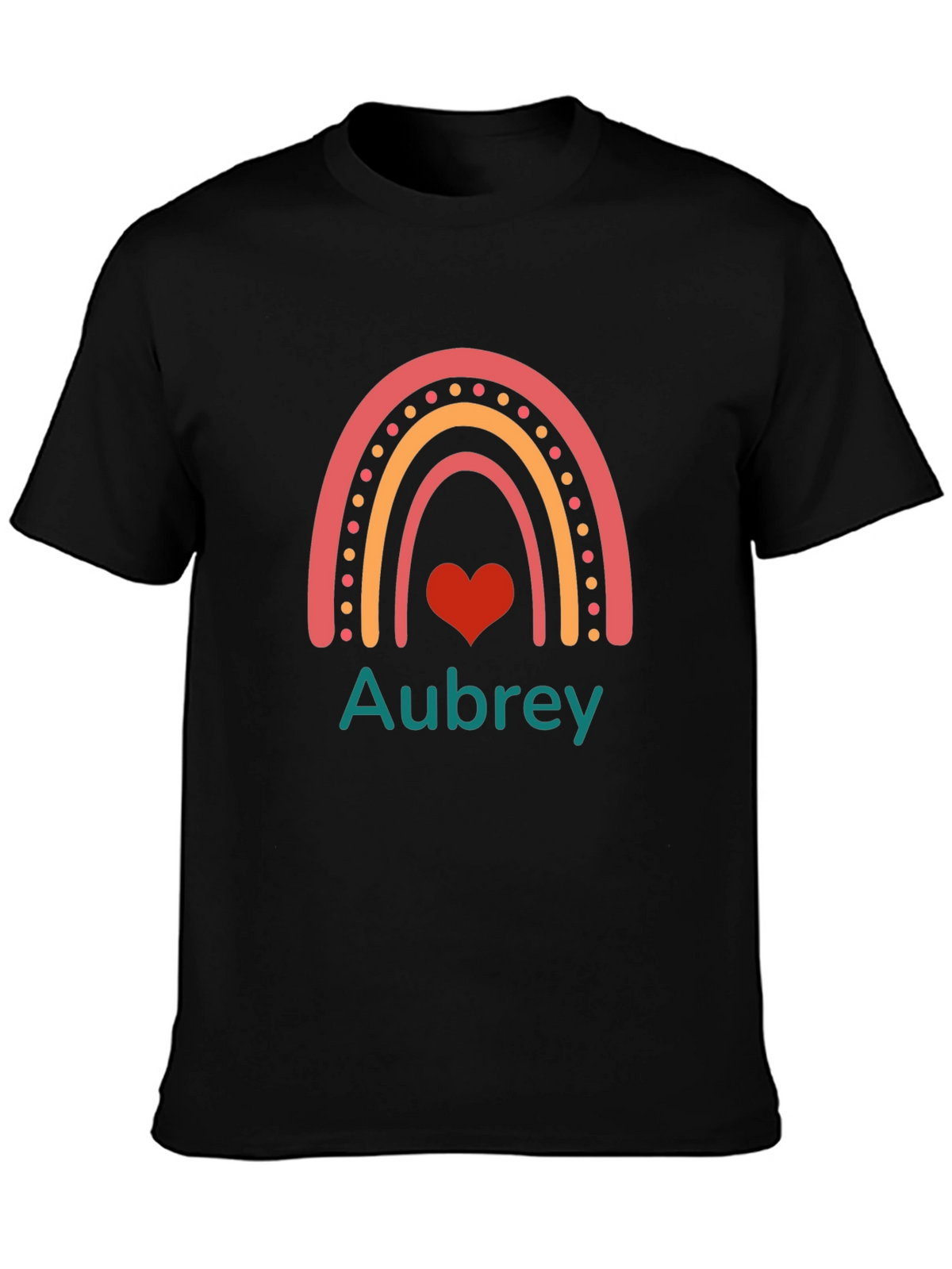 Aubrey Rainbow Heart Personalized Tee