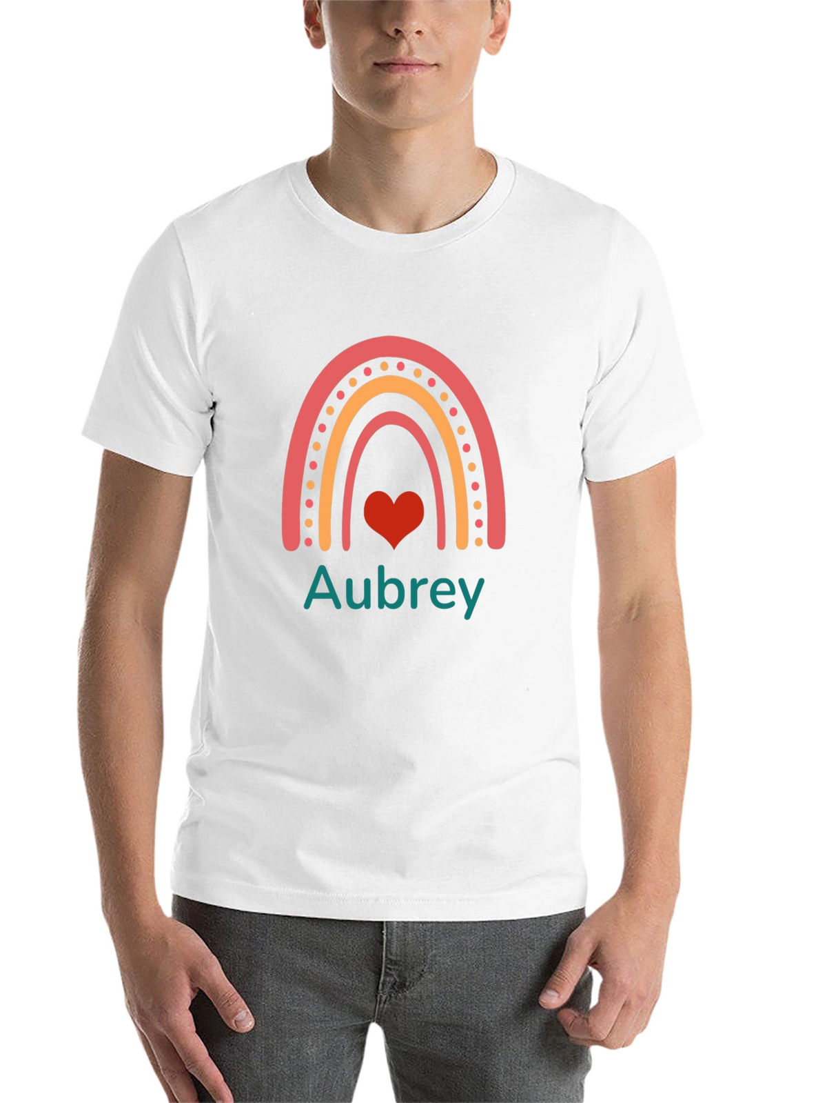 Aubrey Rainbow Heart Personalized Tee