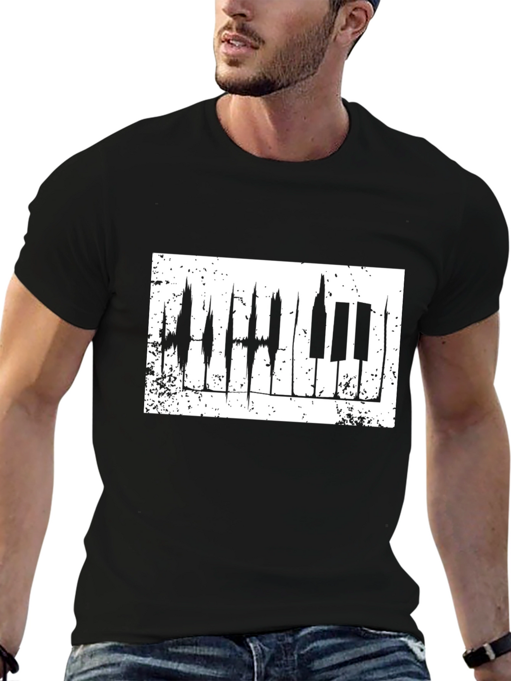 Piano Keys Graphic Black T-Shirt - Music Lover Tee