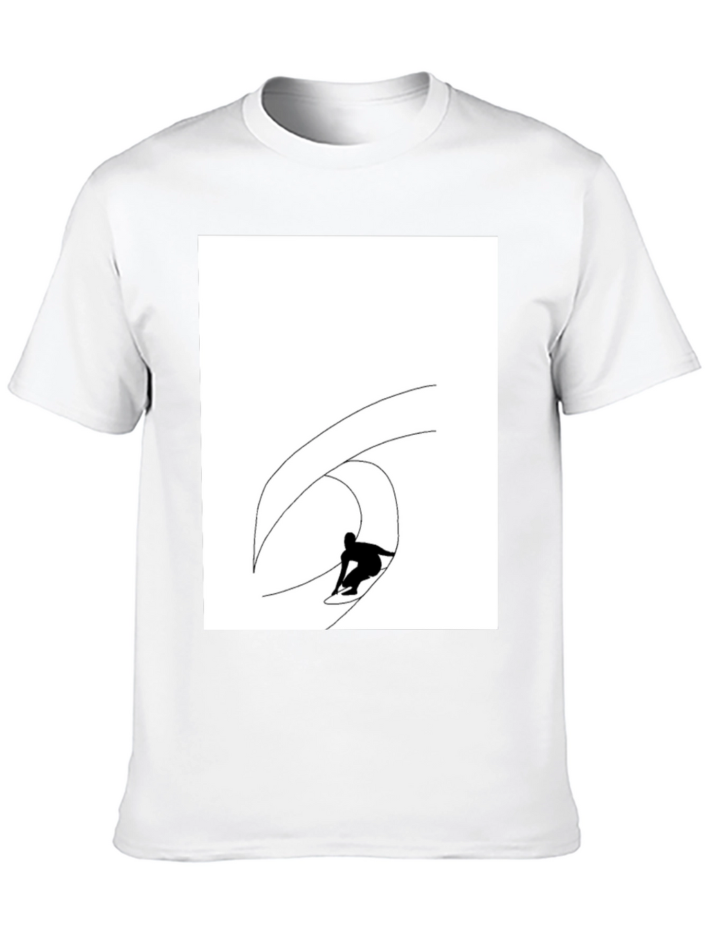 Black T-Shirt with Surfing Wave Graphic