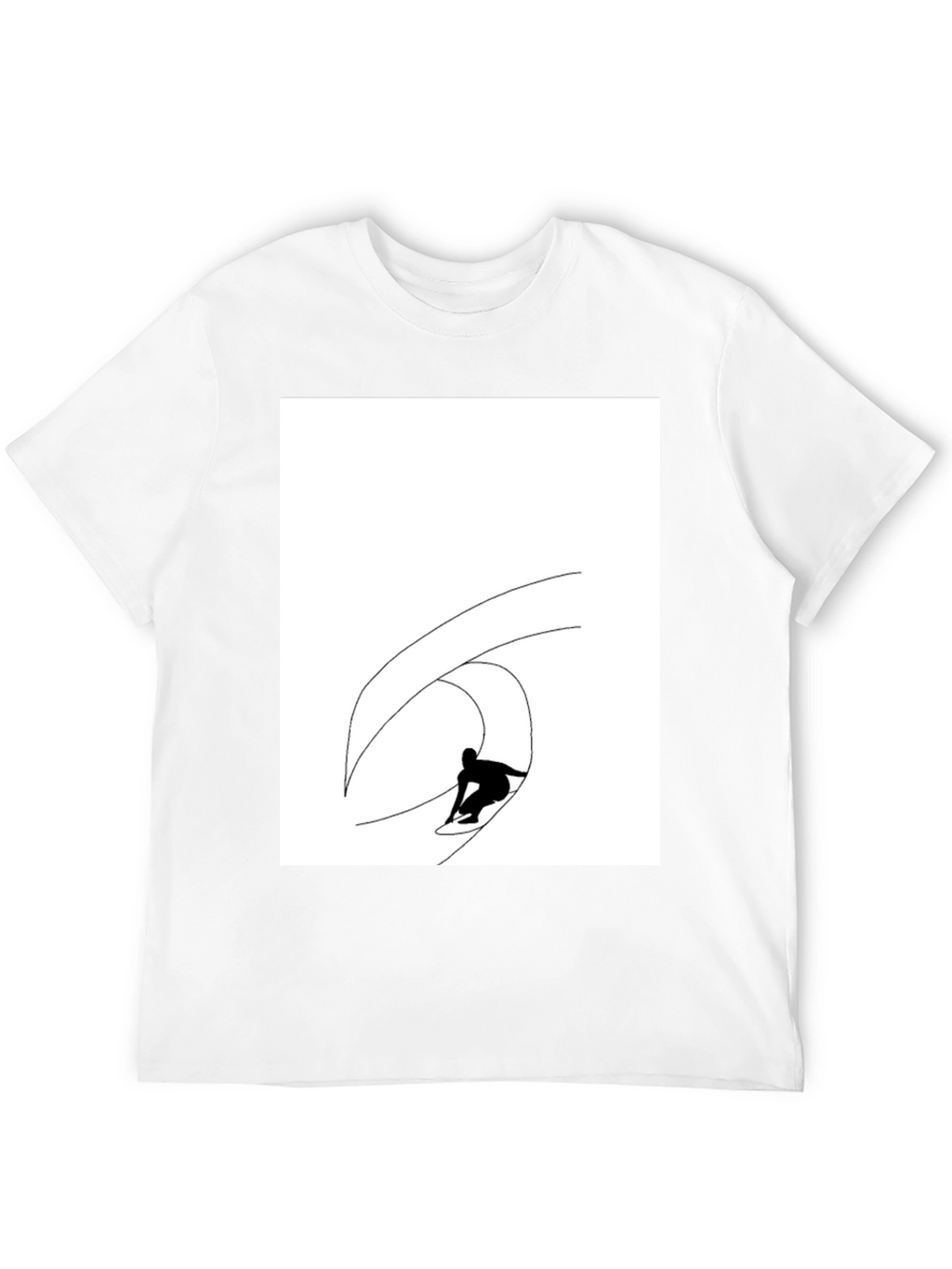 Black T-Shirt with Surfing Wave Graphic