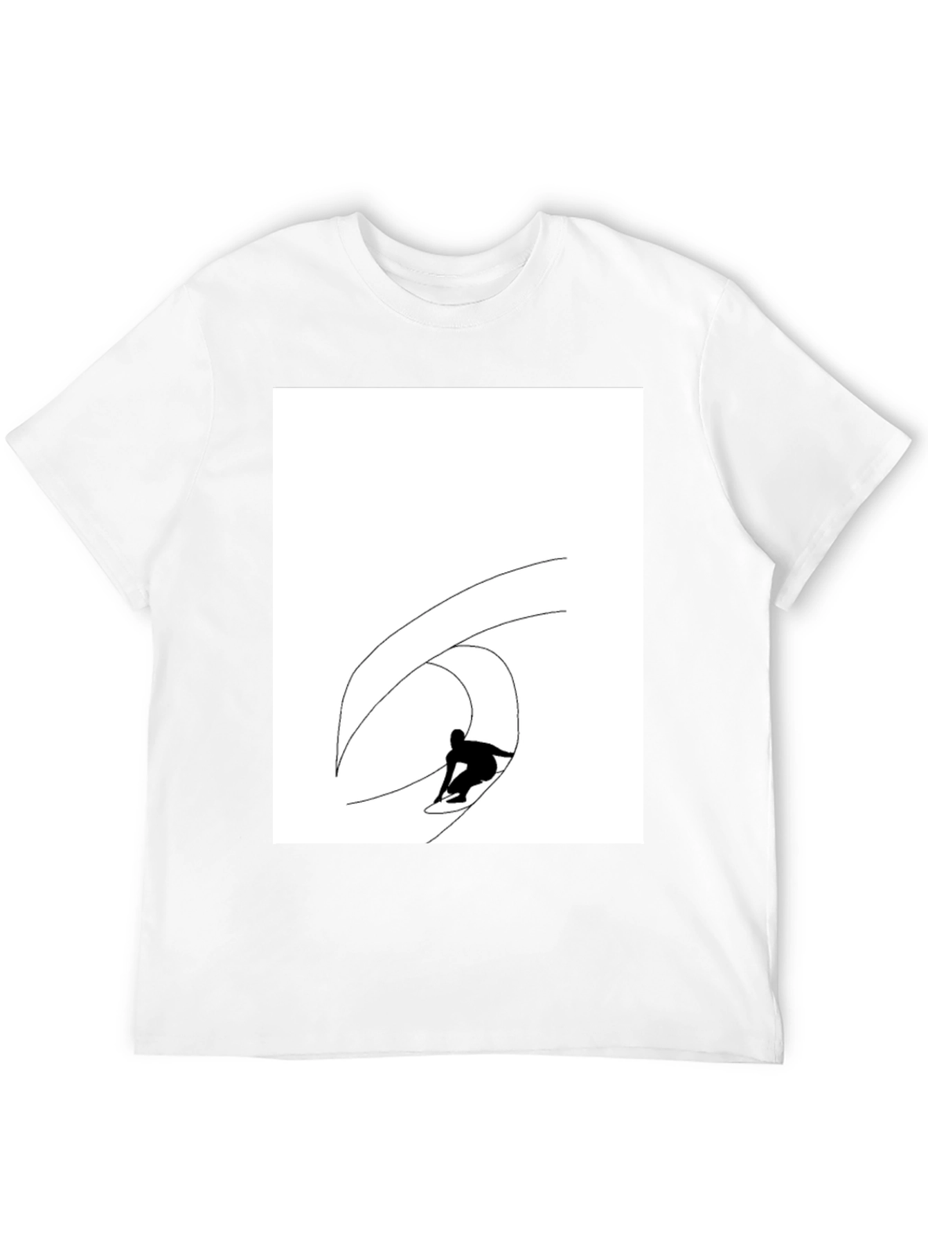 Black T-Shirt with Surfing Wave Graphic
