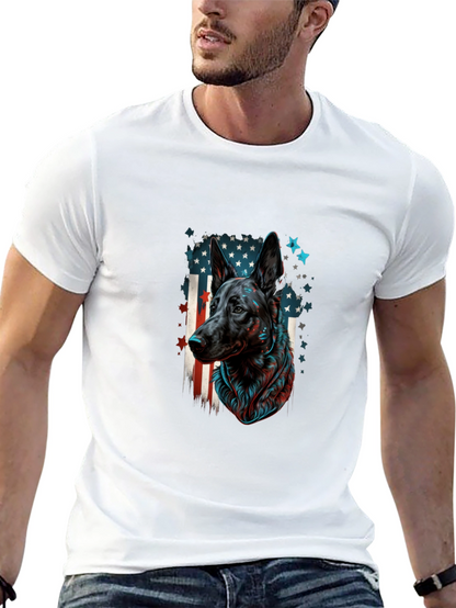 German Shepherd American Flag Graphic Tee