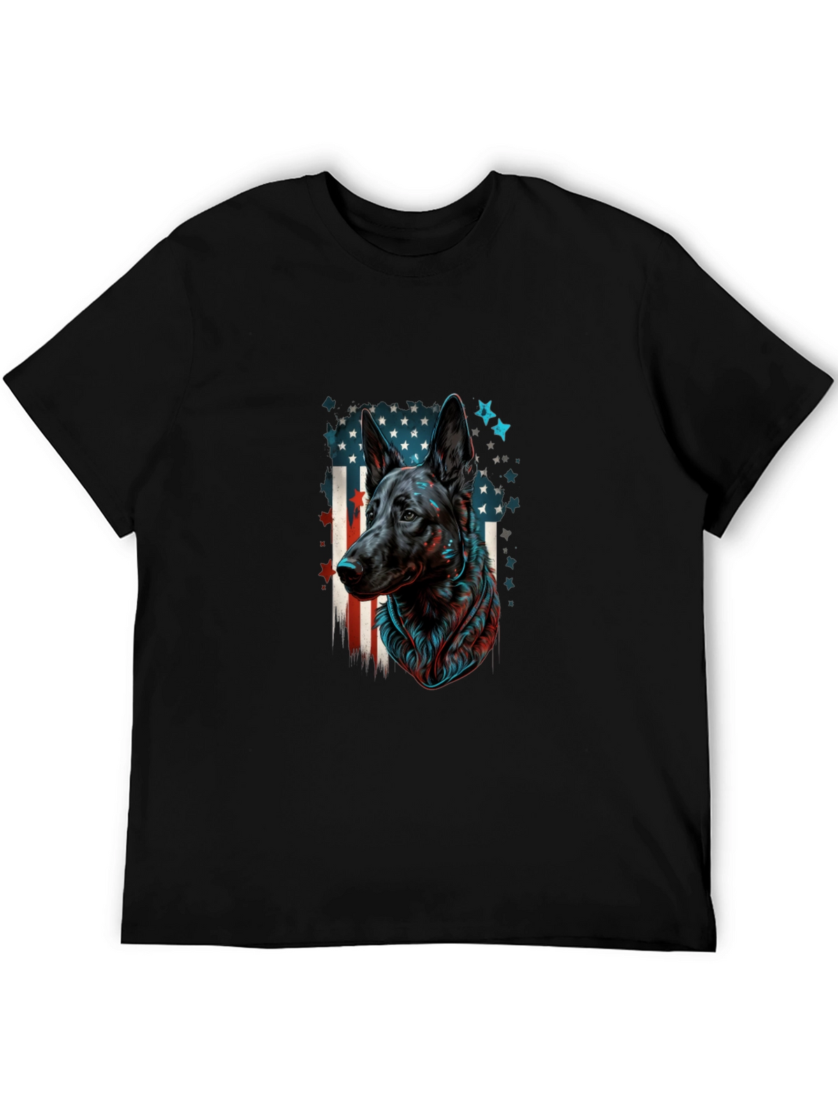 German Shepherd American Flag Graphic Tee
