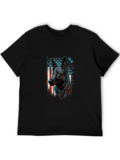 German Shepherd American Flag Graphic Tee
