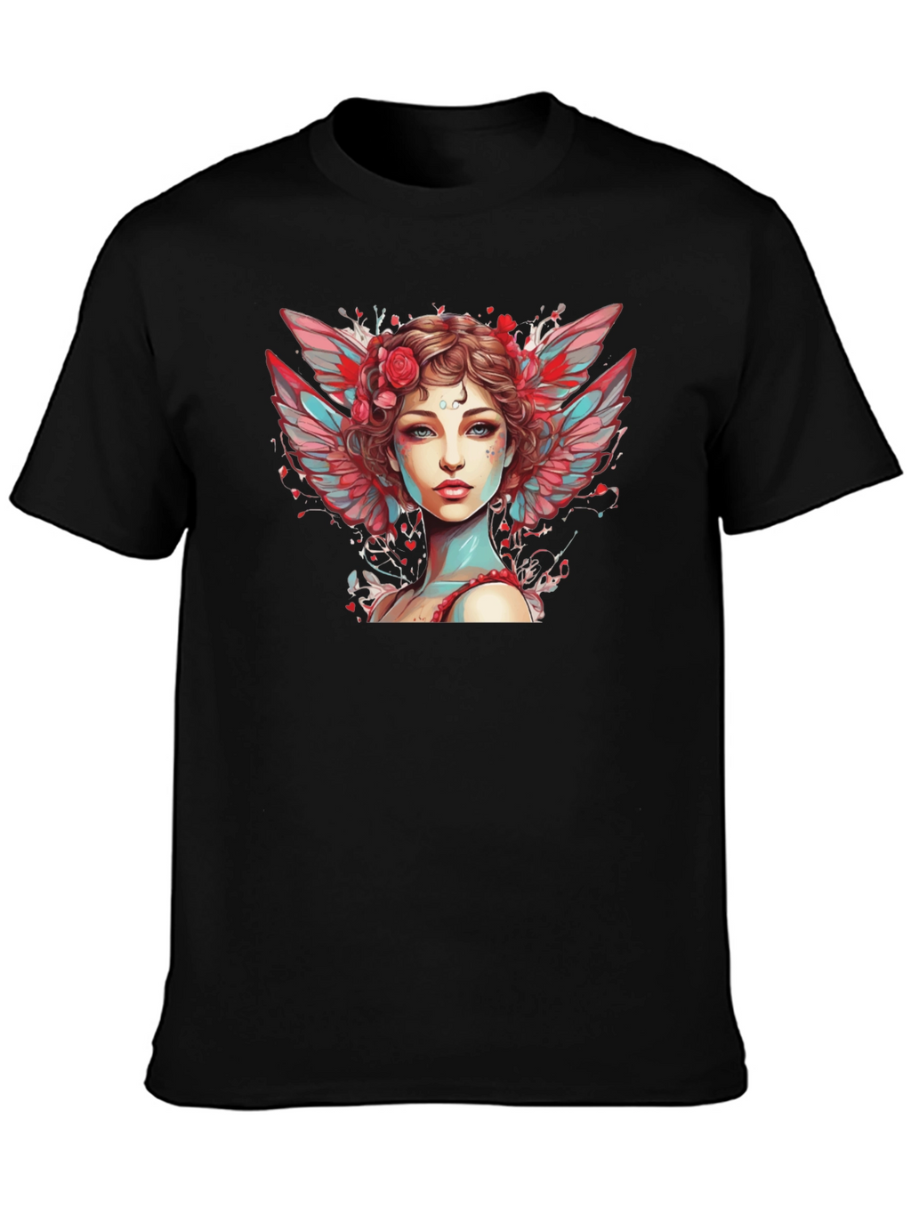 Angel Woman Graphic Tee - Black Cotton Blend