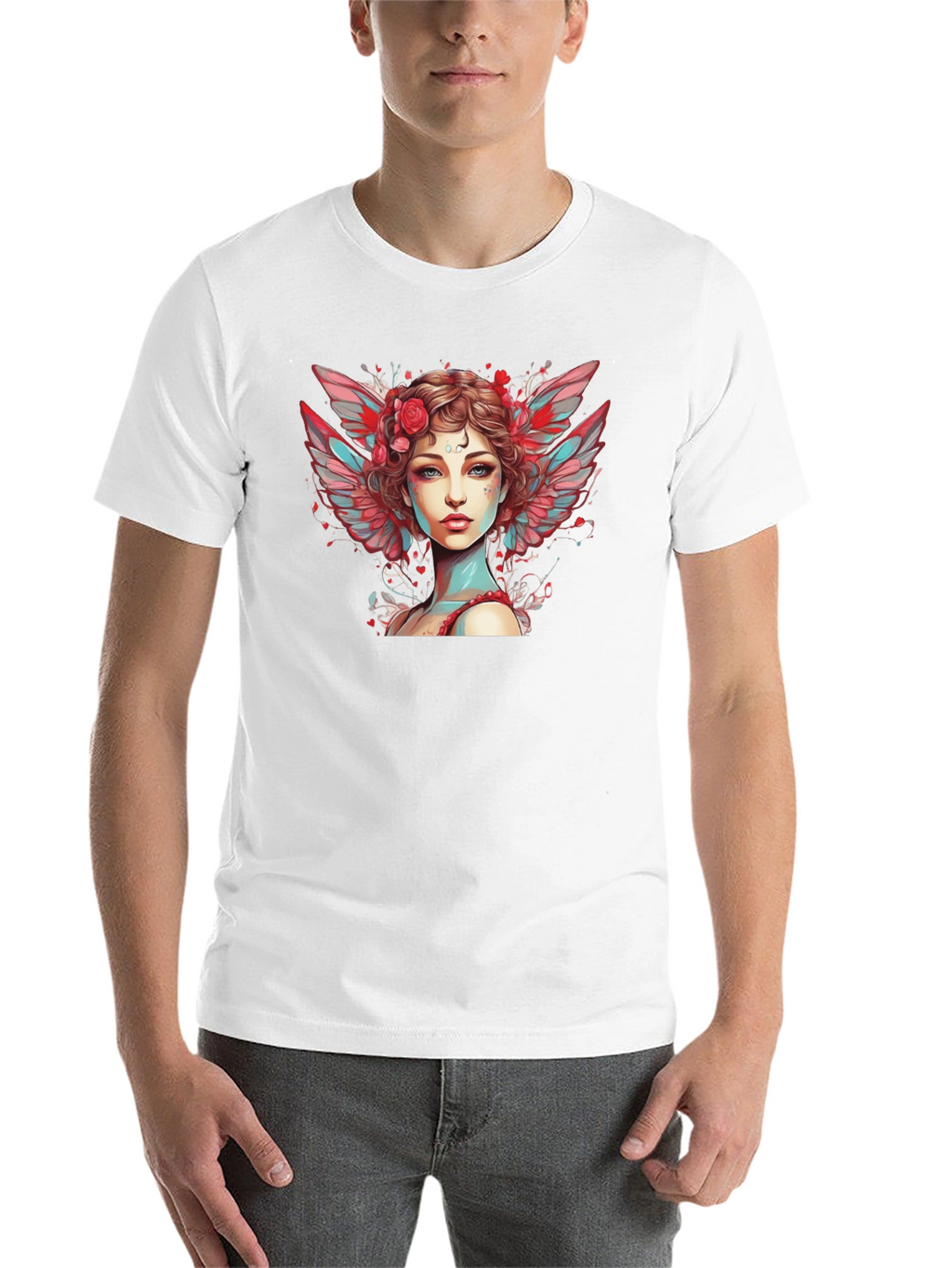 Angel Woman Graphic Tee - Black Cotton Blend