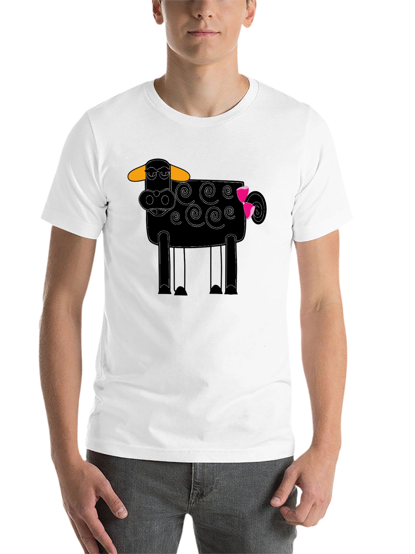 Whimsical Cow Graphic Tee - Black Cotton Blend