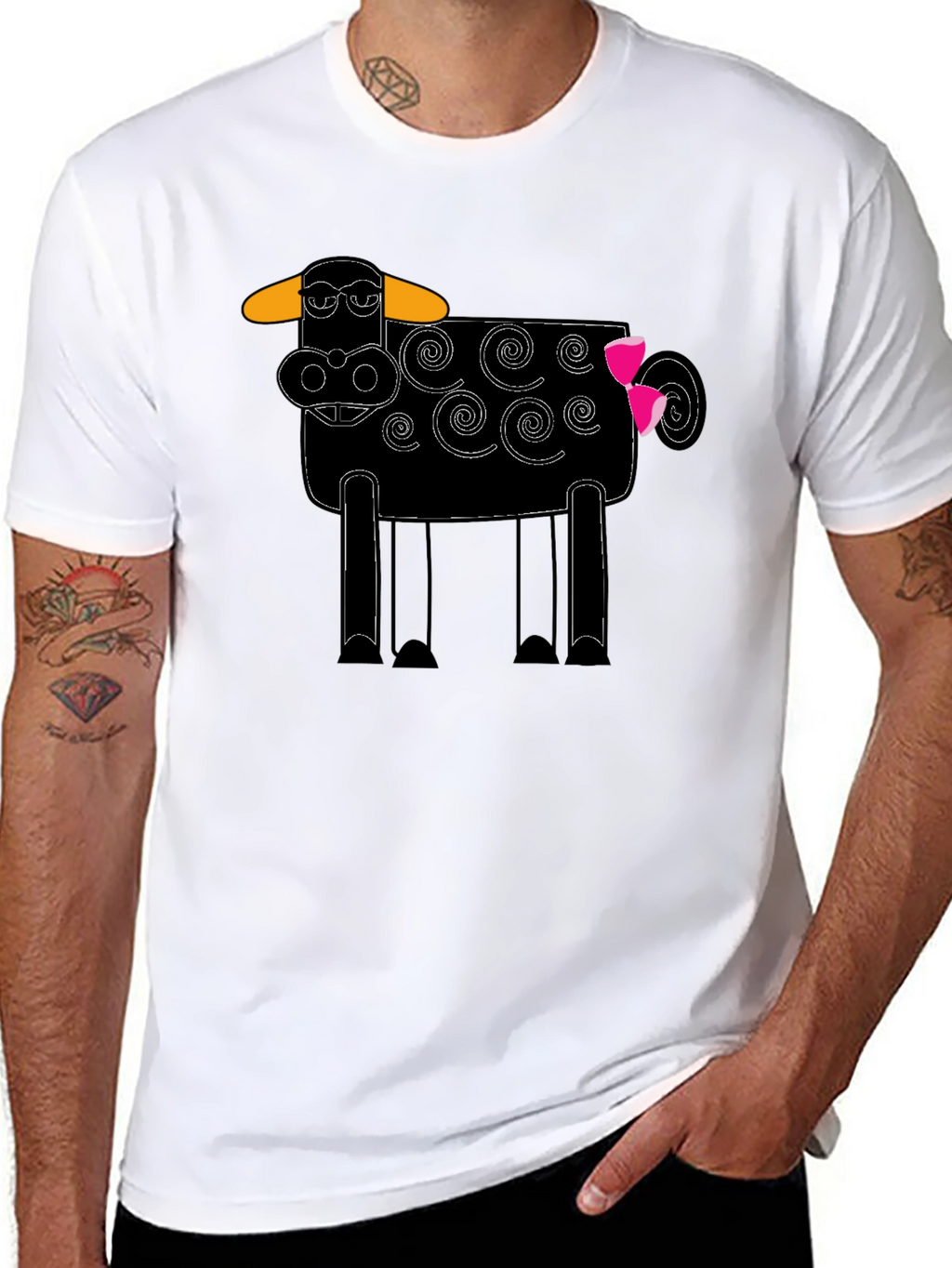 Whimsical Cow Graphic Tee - Black Cotton Blend