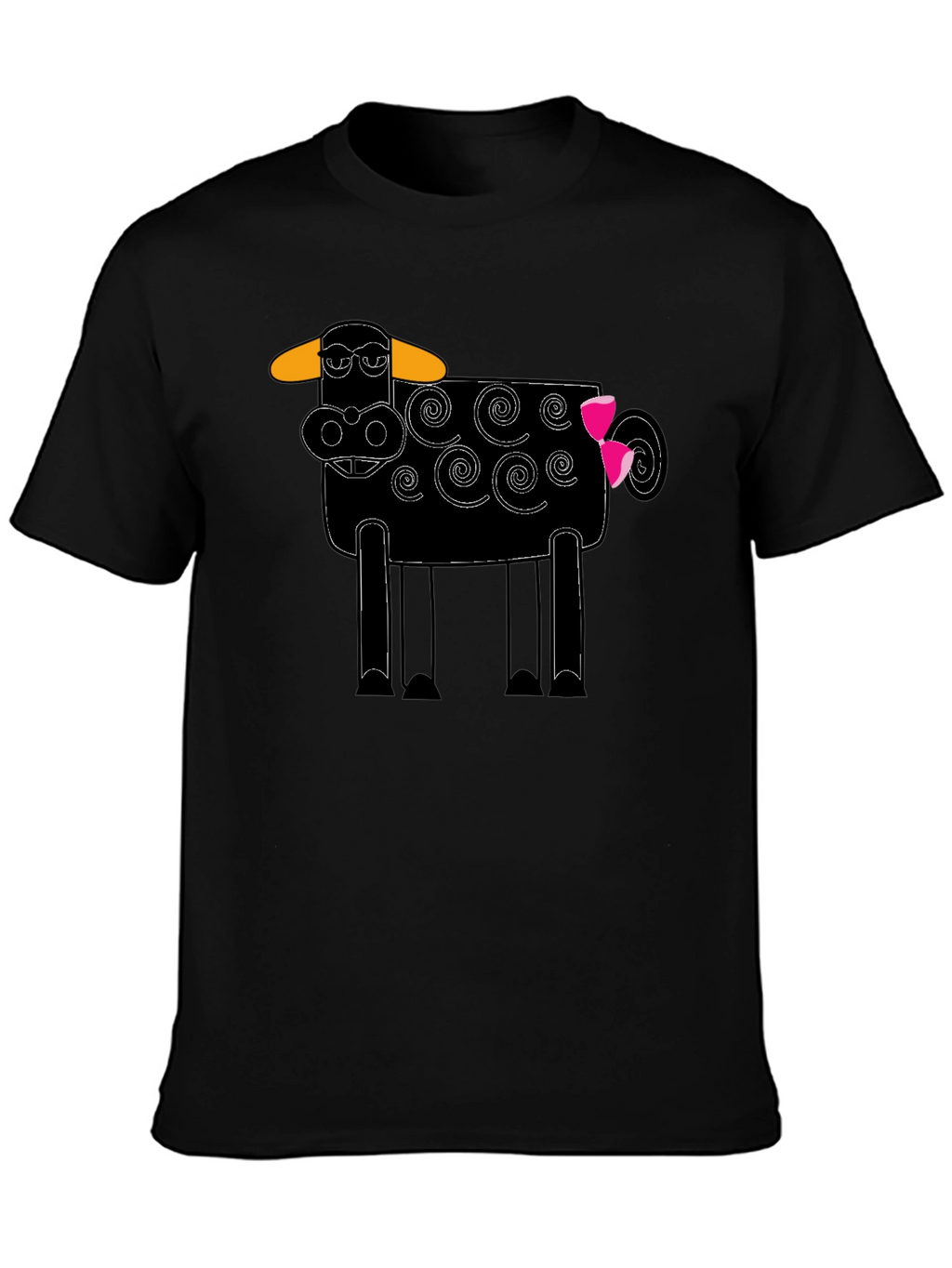 Whimsical Cow Graphic Tee - Black Cotton Blend