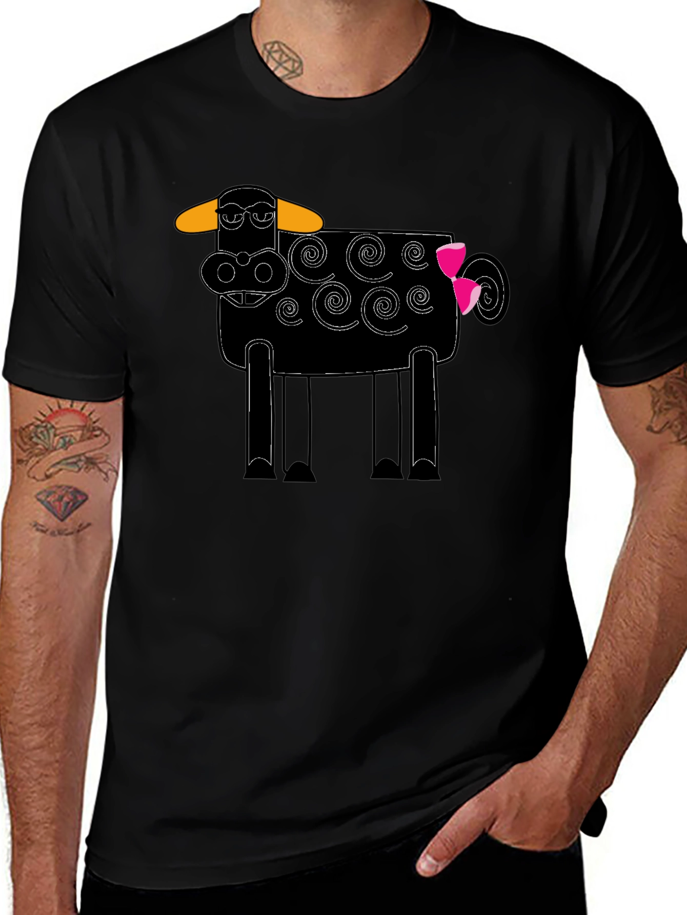 Whimsical Cow Graphic Tee - Black Cotton Blend