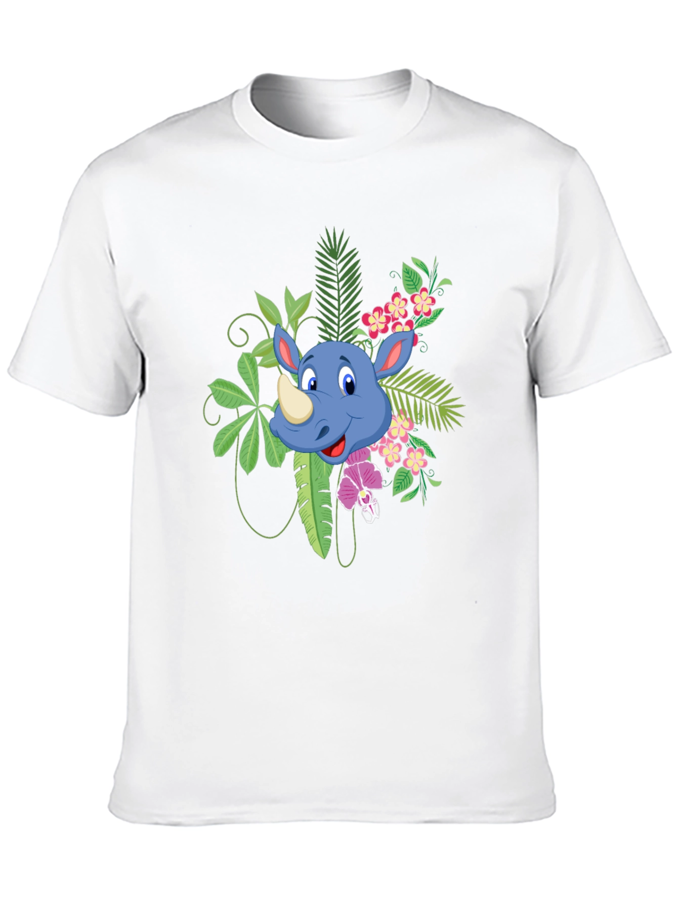 Tropical Rhino Graphic Tee - Black Casual Shirt