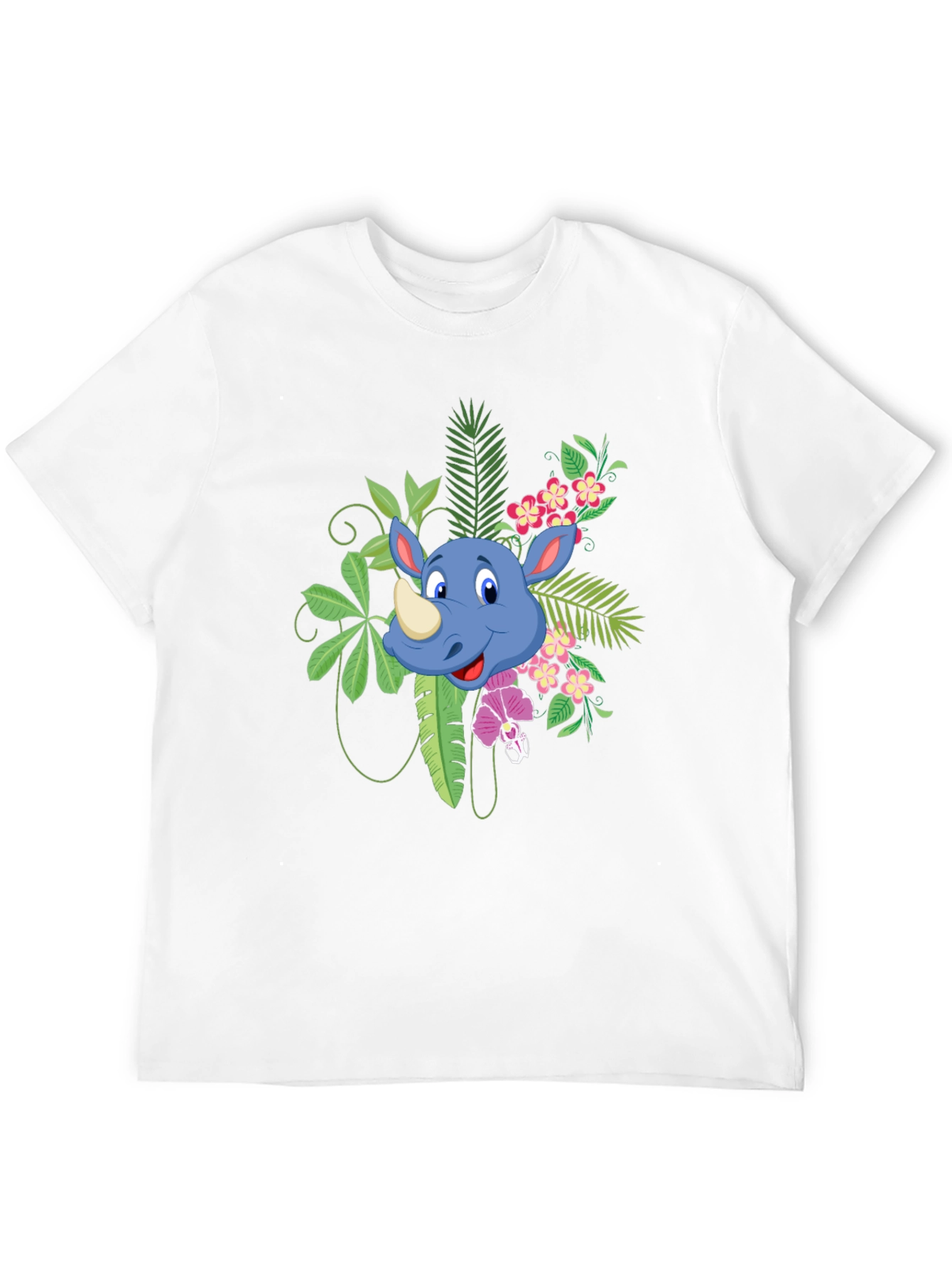 Tropical Rhino Graphic Tee - Black Casual Shirt