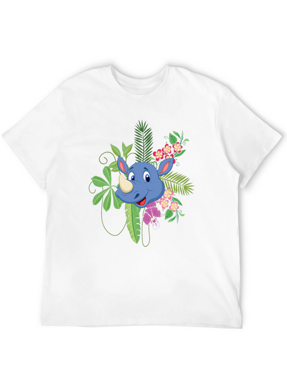 Tropical Rhino Graphic Tee - Black Casual Shirt
