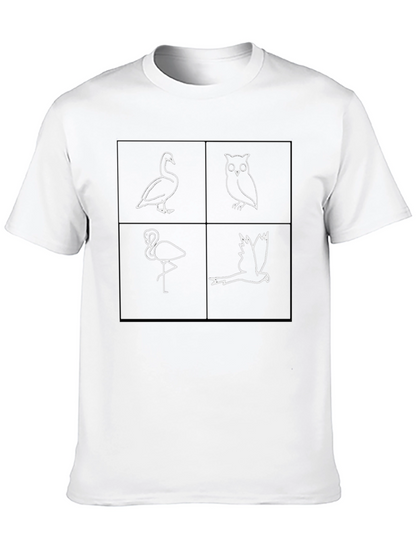 Animal Sketch Tee: Swan Owl Flamingo Bird