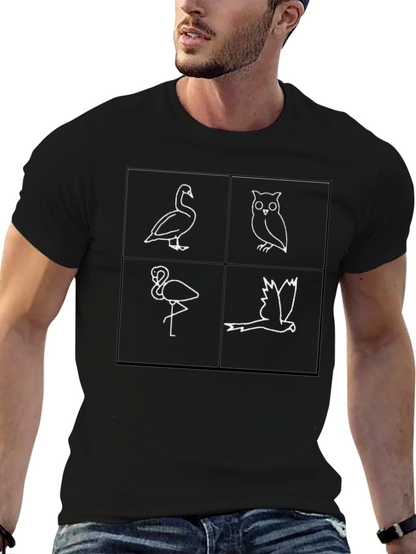 Animal Sketch Tee: Swan Owl Flamingo Bird