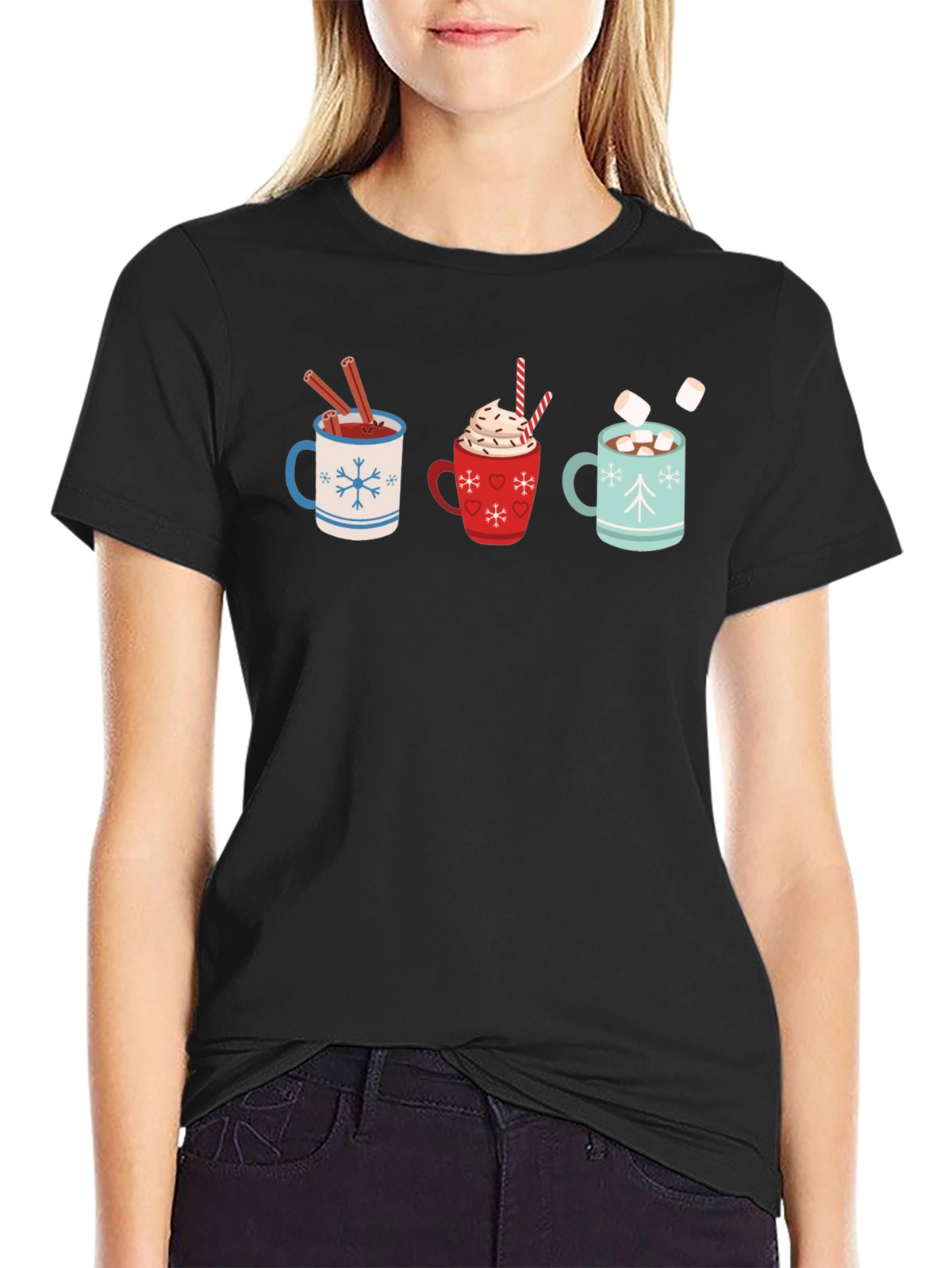 Hot Cocoa Mugs Graphic T-Shirt