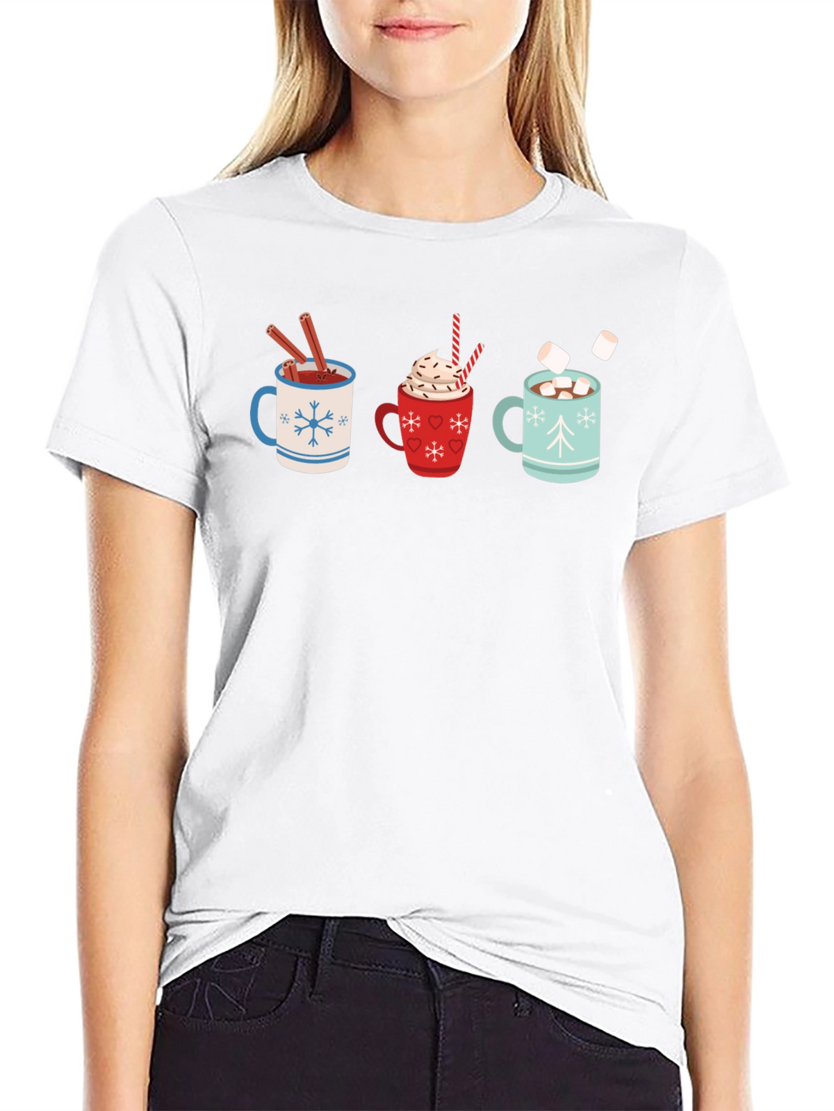 Hot Cocoa Mugs Graphic T-Shirt