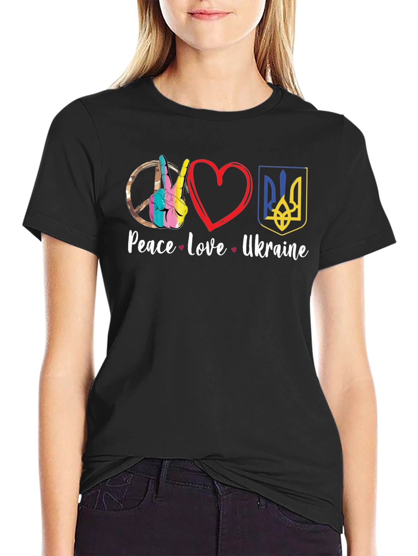 Peace Love Ukraine Graphic Tee - Black Unisex T-Shirt