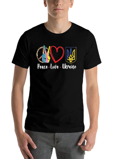 Peace Love Ukraine Graphic Tee - Black Unisex T-Shirt