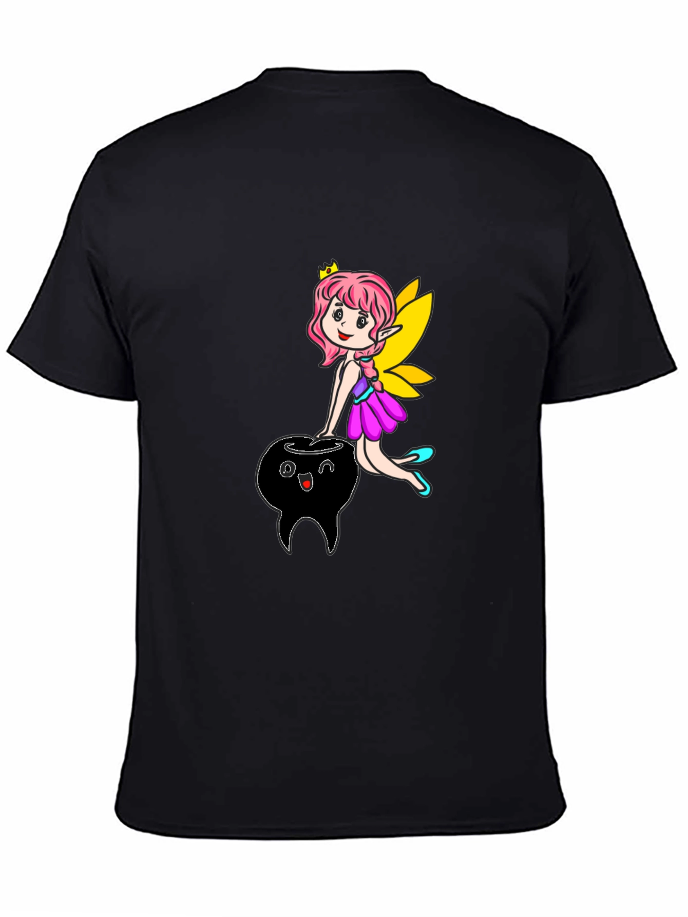 Fairy & Tooth Graphic Tee - Black Cotton T-Shirt