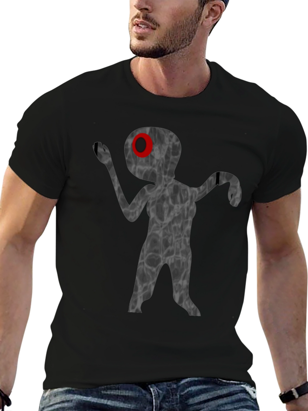 Unique Alien Graphic T-Shirt - Black
