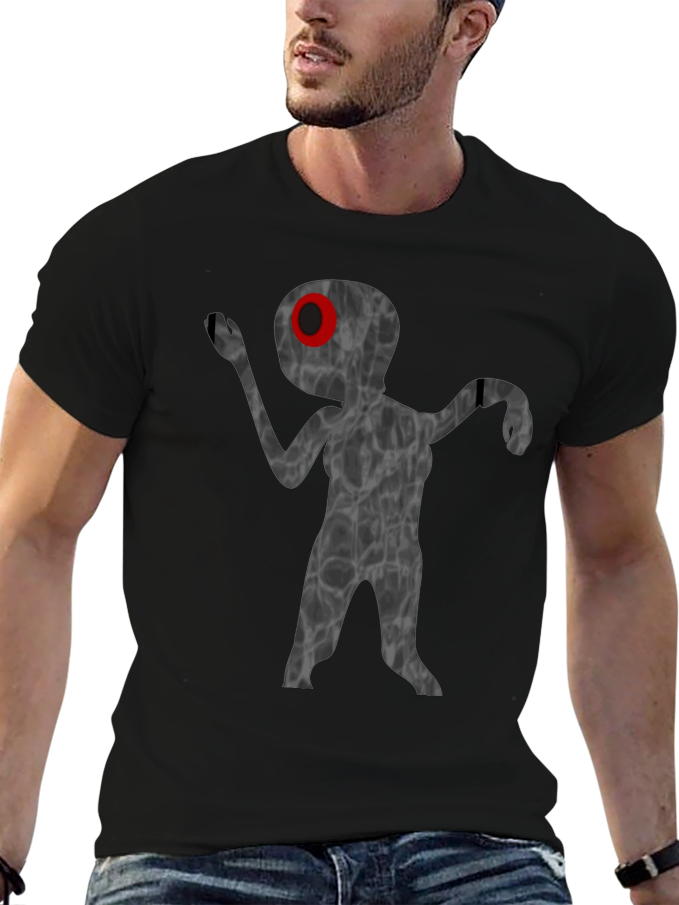 Unique Alien Graphic T-Shirt - Black
