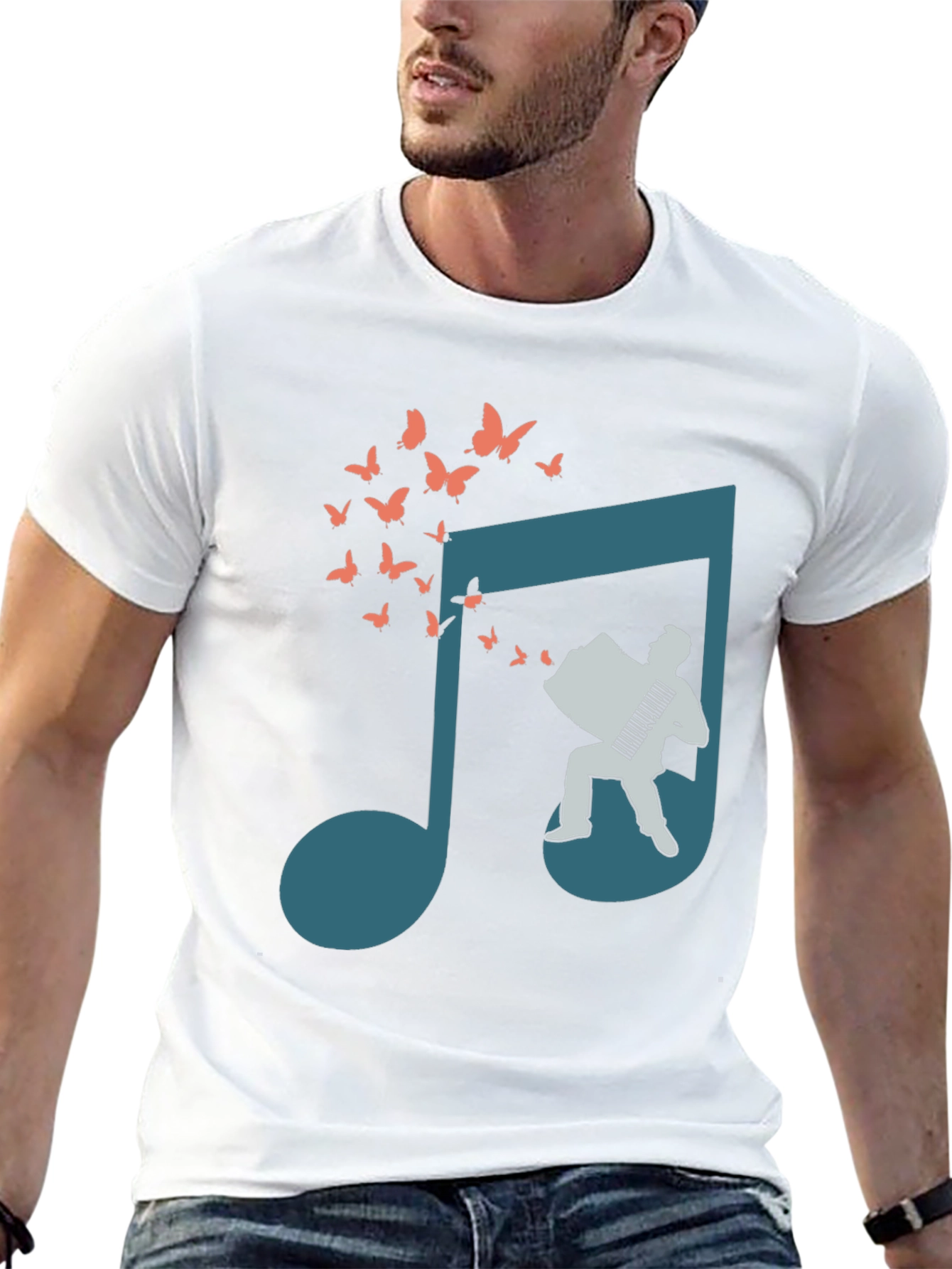 Musical Note Accordion Butterfly T-Shirt