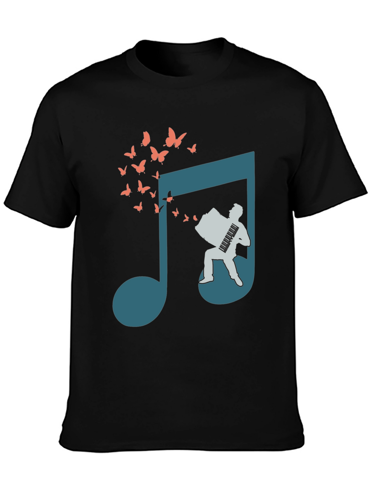 Musical Note Accordion Butterfly T-Shirt