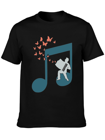 Musical Note Accordion Butterfly T-Shirt