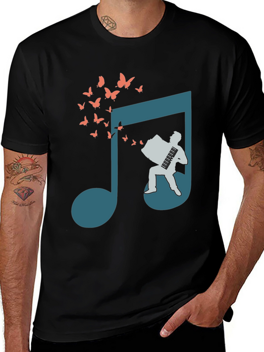 Musical Note Accordion Butterfly T-Shirt