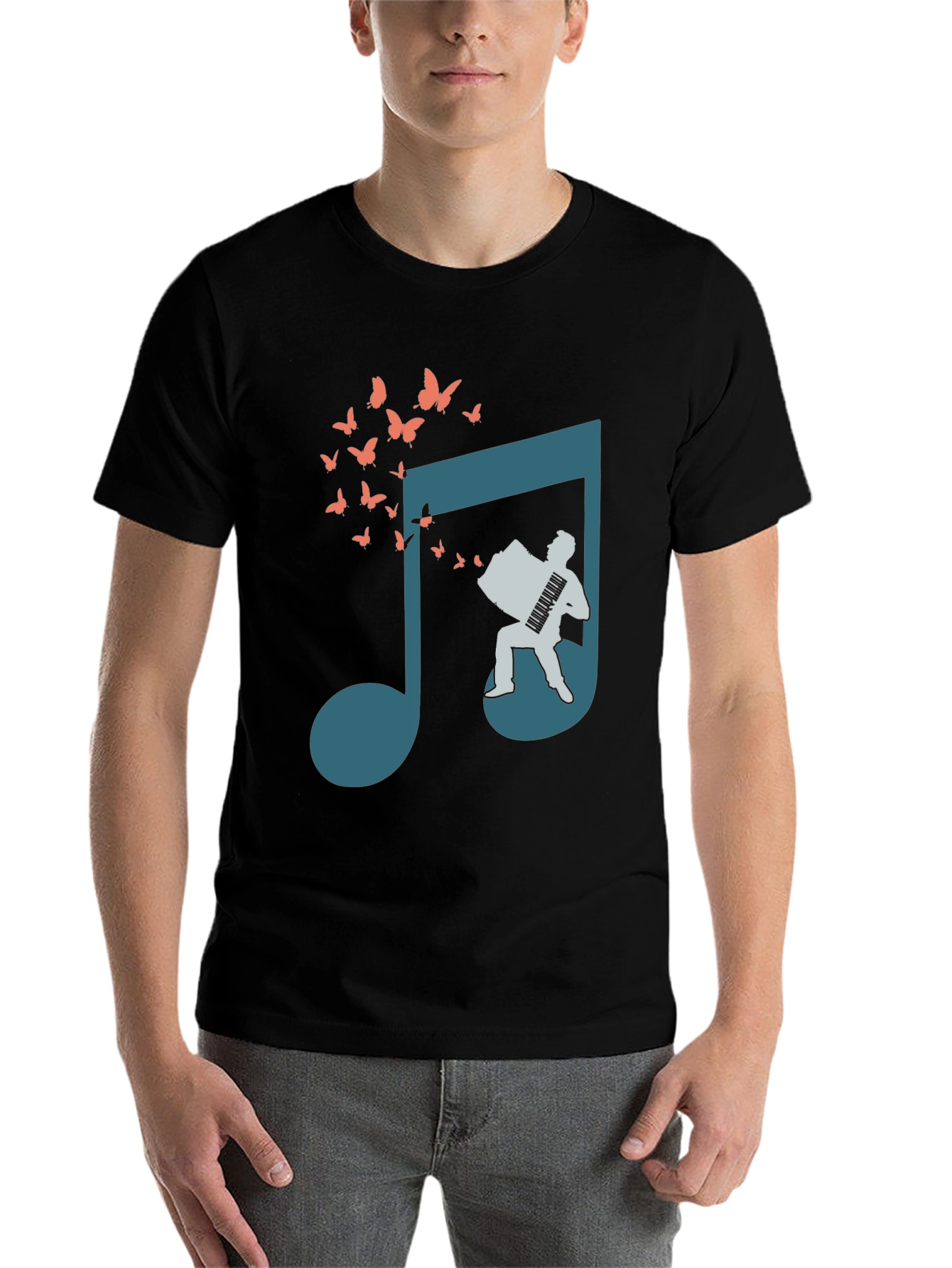Musical Note Accordion Butterfly T-Shirt