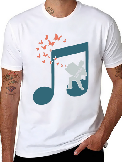 Musical Note Accordion Butterfly T-Shirt
