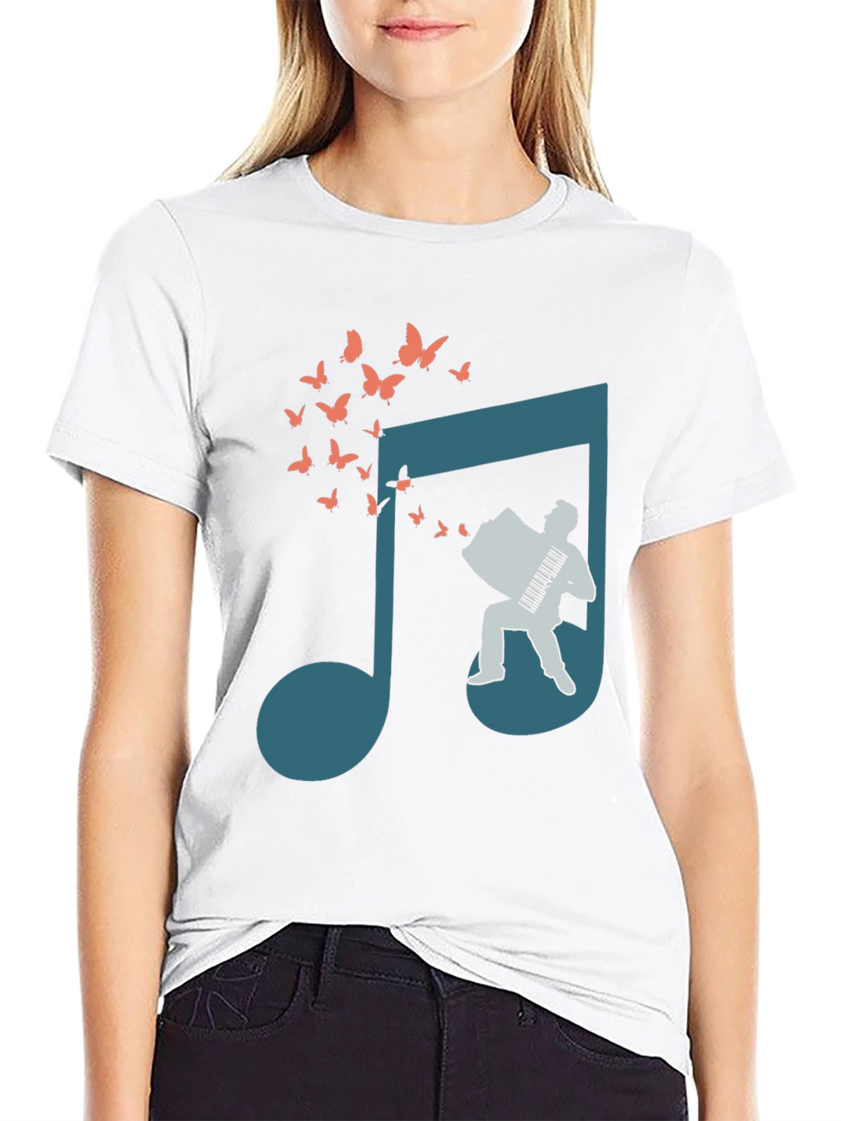 Musical Note Accordion Butterfly T-Shirt