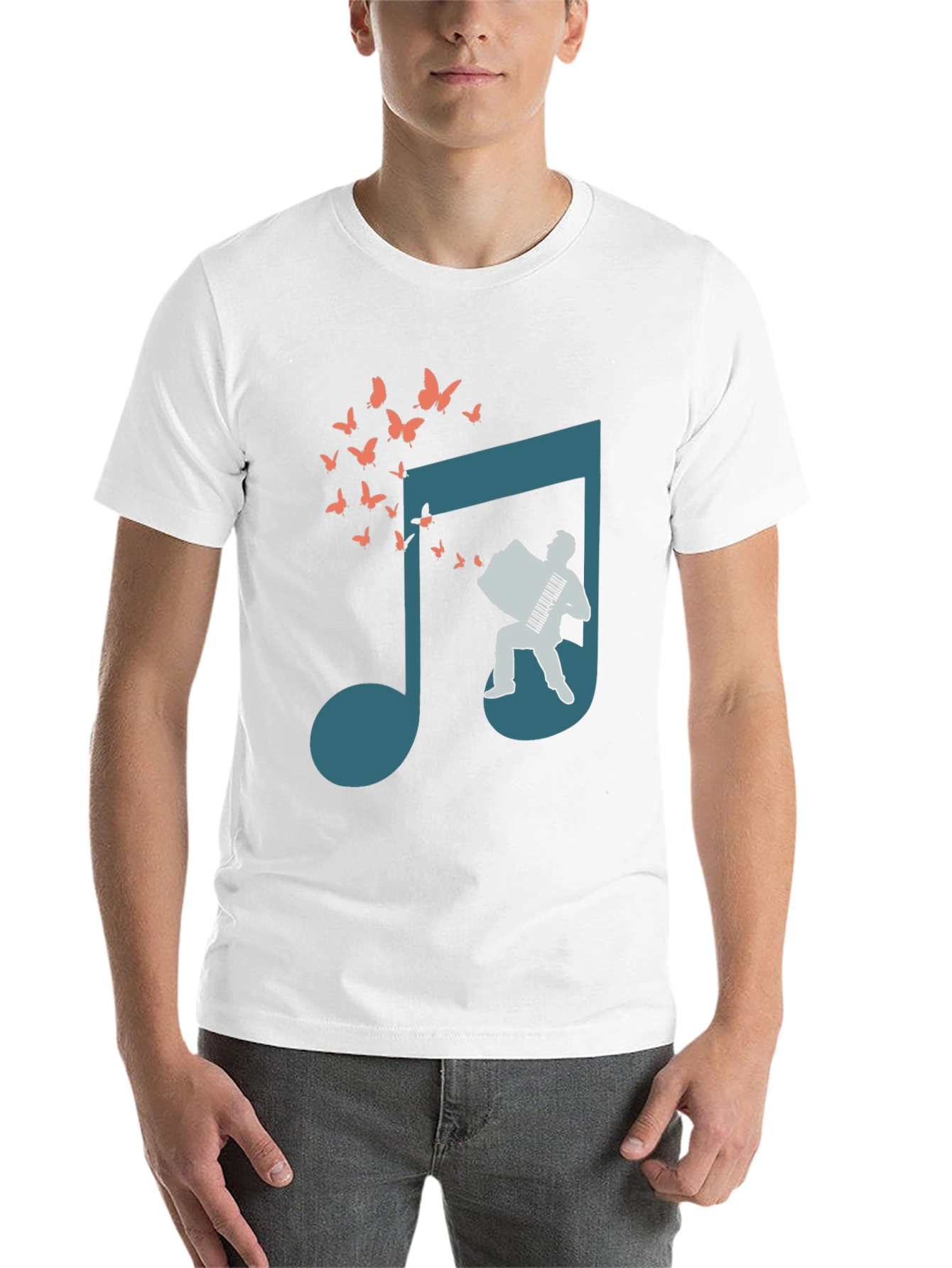 Musical Note Accordion Butterfly T-Shirt