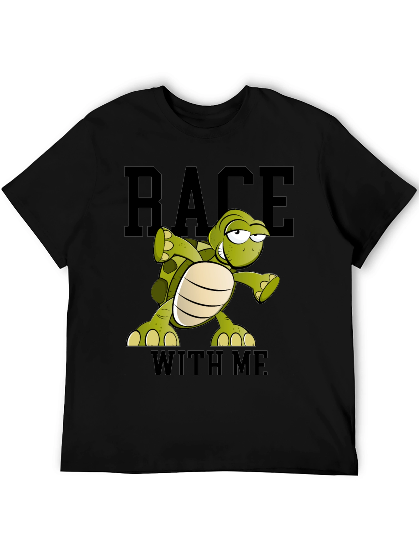 Funny Turtle Race T-Shirt - Black