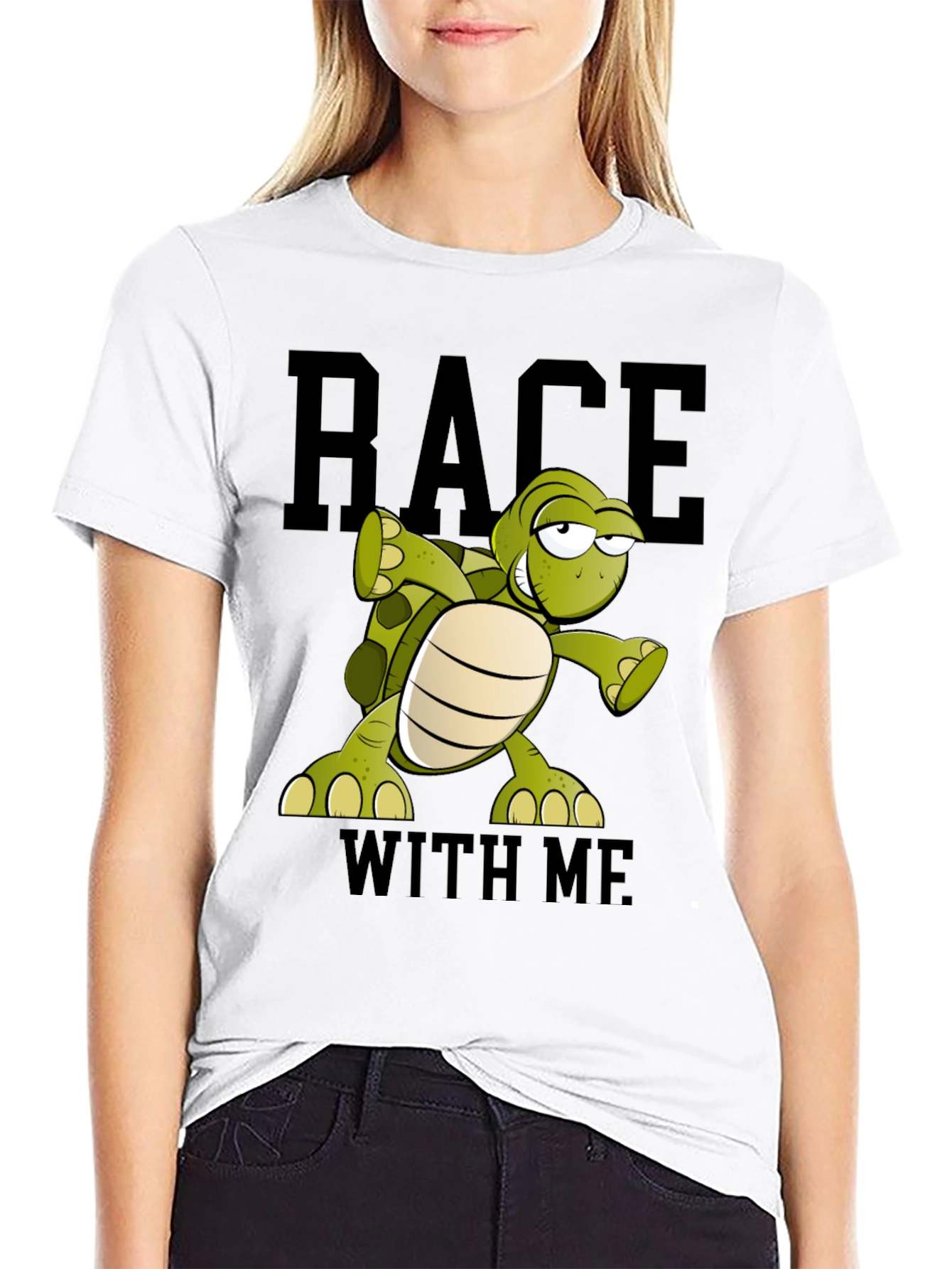 Funny Turtle Race T-Shirt - Black
