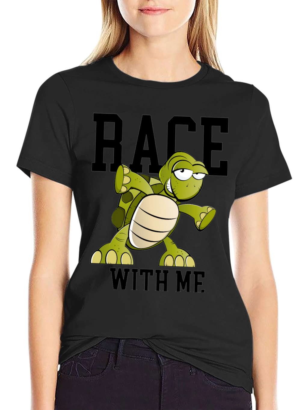 Funny Turtle Race T-Shirt - Black